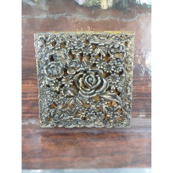 Vintage Pocket Hand Mirror Compact Beauty Flowers Nature Dorset Rex - Picture 1 of 15